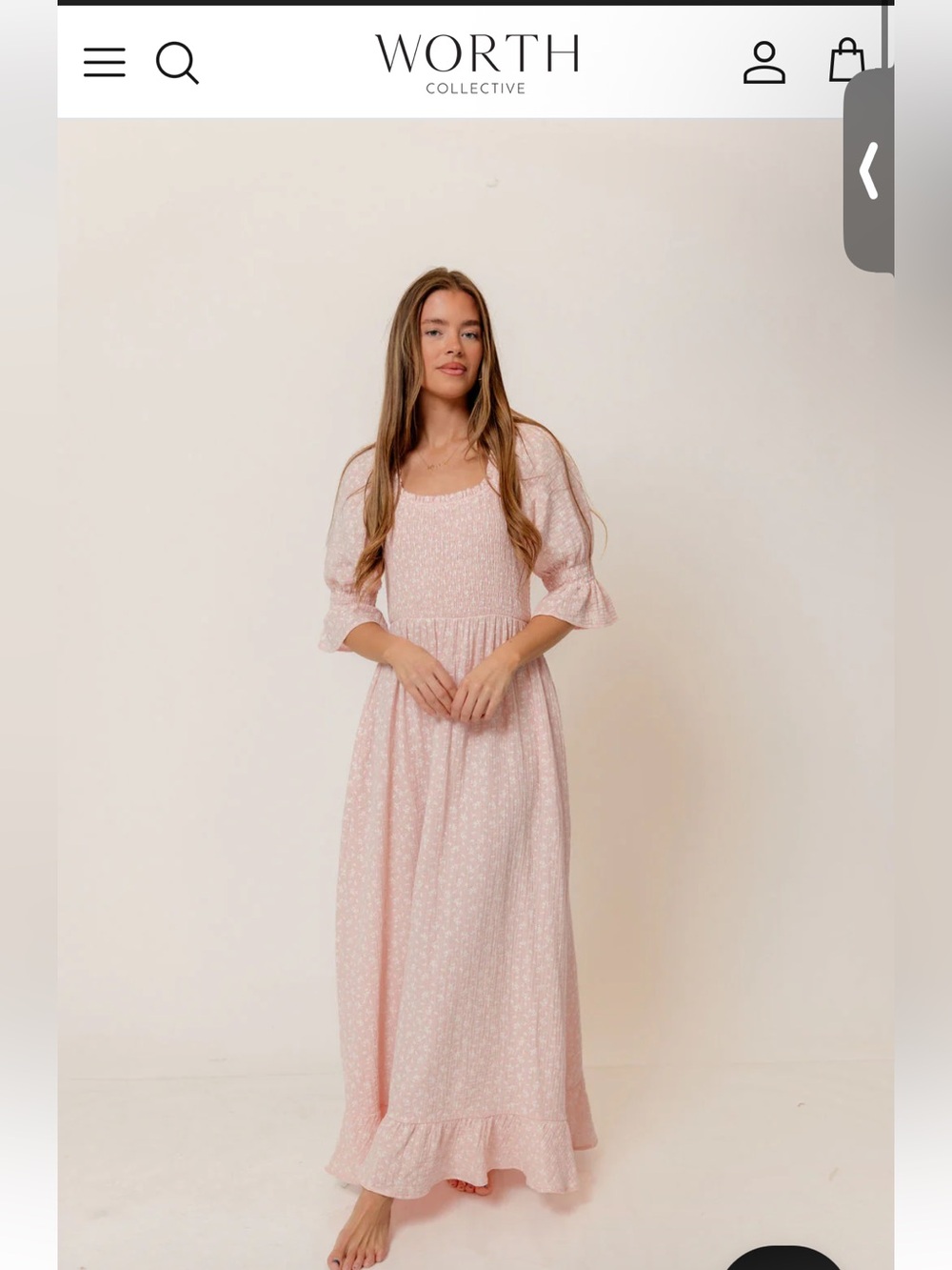 Worth Collective - Sienna pink floral maxi dress. EUC. Bump/nursing friendly